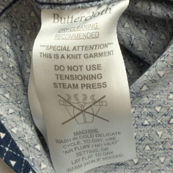 Butter cloth Men's XL Regular Fit Blue Geo Print Cotton Button Down Shirt - Picture 8 of 9